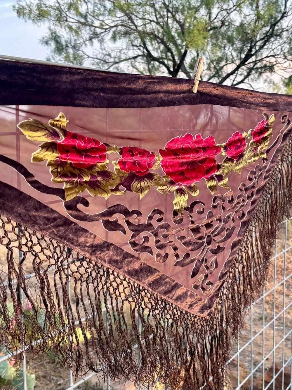 Rabella Collection Burnt Out Velvet  Shawl Vintage 80’s